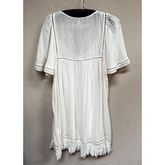 Joie Rainey Silk Crepe Georgette Dress Small Color Porcelain Short Sleeve - Picture 2 of 9